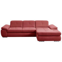 ECKSOFA in Echtleder Rot  - Edelstahlfarben/Rot, Design, Leder/Metall (321/195cm) - Beldomo Speed