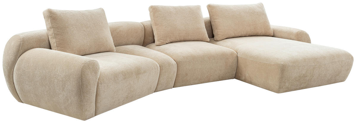 SOFFA i textil beige  - beige/svart, Modern, textil/plast (176/362cm) - Stylife
