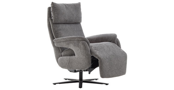 FERNSEHSESSEL  mit Relaxfunktion Struktur Grau  - Schwarz/Grau, MODERN, Textil/Metall (73/115/85cm) - Cantus