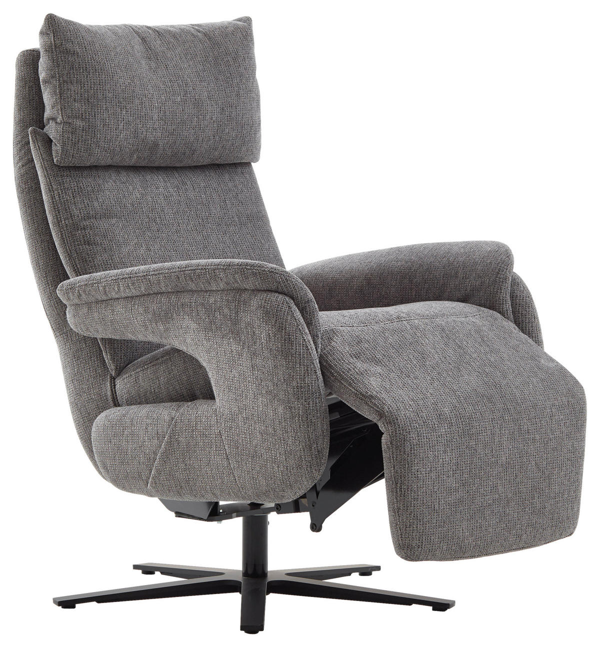 FERNSEHSESSEL  mit Relaxfunktion Struktur Grau  - Schwarz/Grau, MODERN, Textil/Metall (73/115/85cm) - Cantus