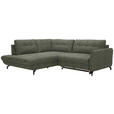 ECKSOFA in Flachgewebe, Leinenoptik Grün  208/247 cm  - Schwarz/Grün, Design, Textil/Metall (208/247cm) - Xora