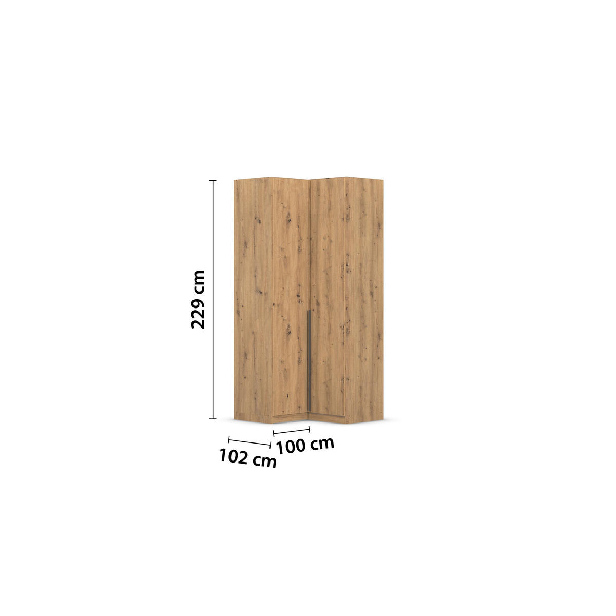ECKKLEIDERSCHRANK 100/229/102 cm  - Eiche Artisan/Grau, Modern, Holzwerkstoff (100/229/102cm) - Rauch Möbel