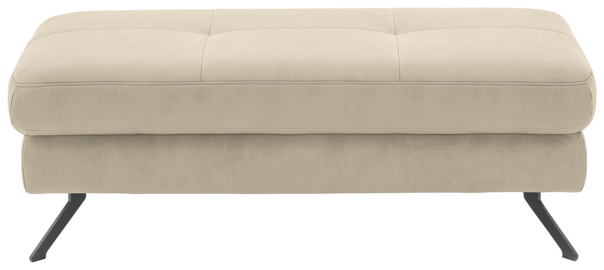 HOCKER in Textil Beige  - Beige/Schwarz, Design, Textil/Metall (130/47/65cm) - Beldomo System