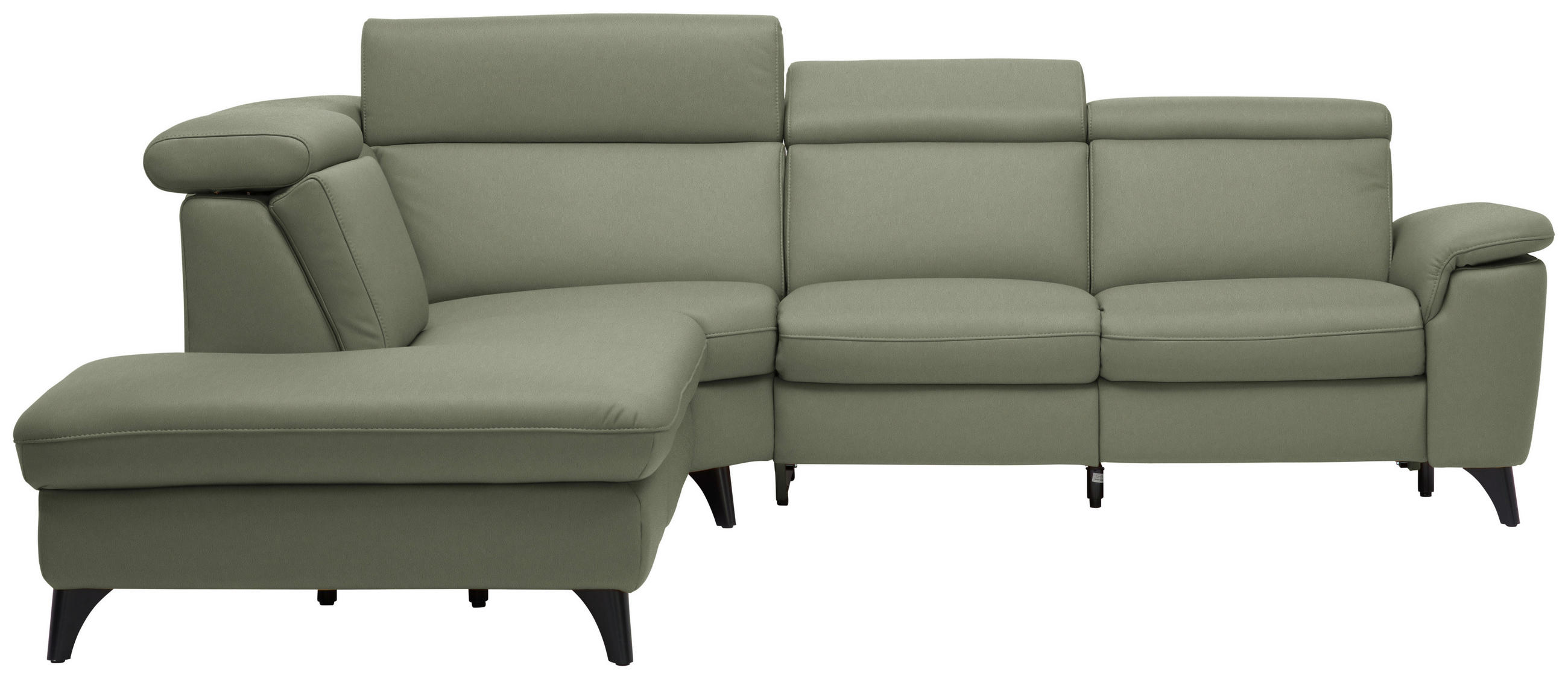 ECKSOFA in Echtleder Grün  - Schwarz/Grün, Design, Leder/Metall (239/285cm) - Cantus