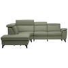 ECKSOFA in Echtleder Grün  - Schwarz/Grün, Design, Leder/Metall (239/285cm) - Cantus