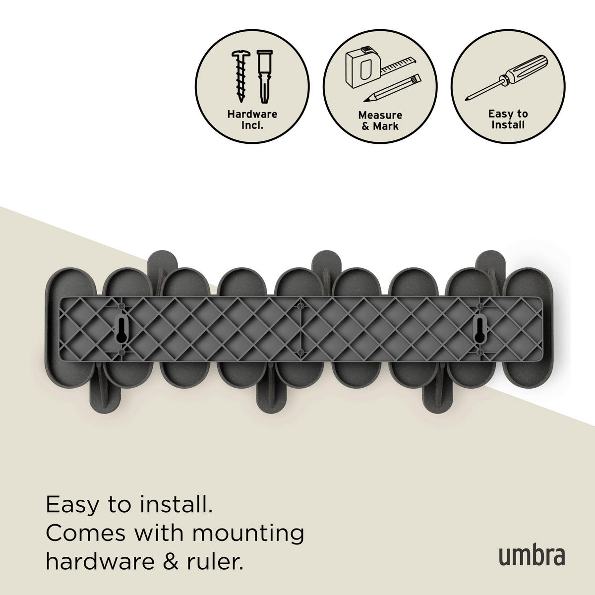 KUKA  crna  metal, plastika, tekstil  - crna, Osnovno, metal/tekstil (16/47/6cm) - Umbra