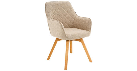 ARMLEHNSTUHL in Struktur - Eichefarben/Creme, Design, Holz/Textil (57/91/64cm) - Xora
