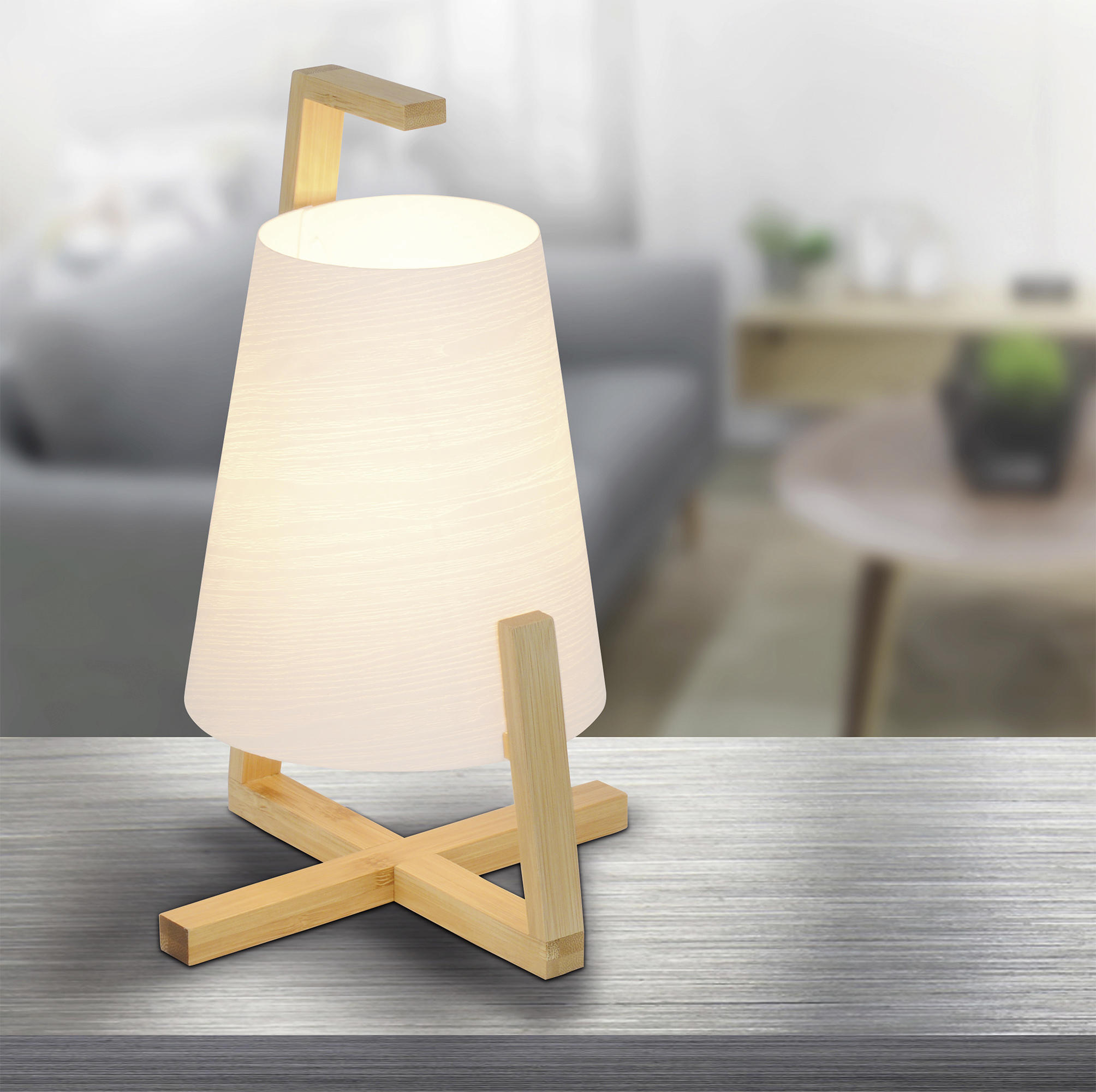 TISCHLEUCHTE SHOJI 18/31 cm - Weiß/Naturfarben, Natur, Holz/Kunststoff (18/31cm) - Näve