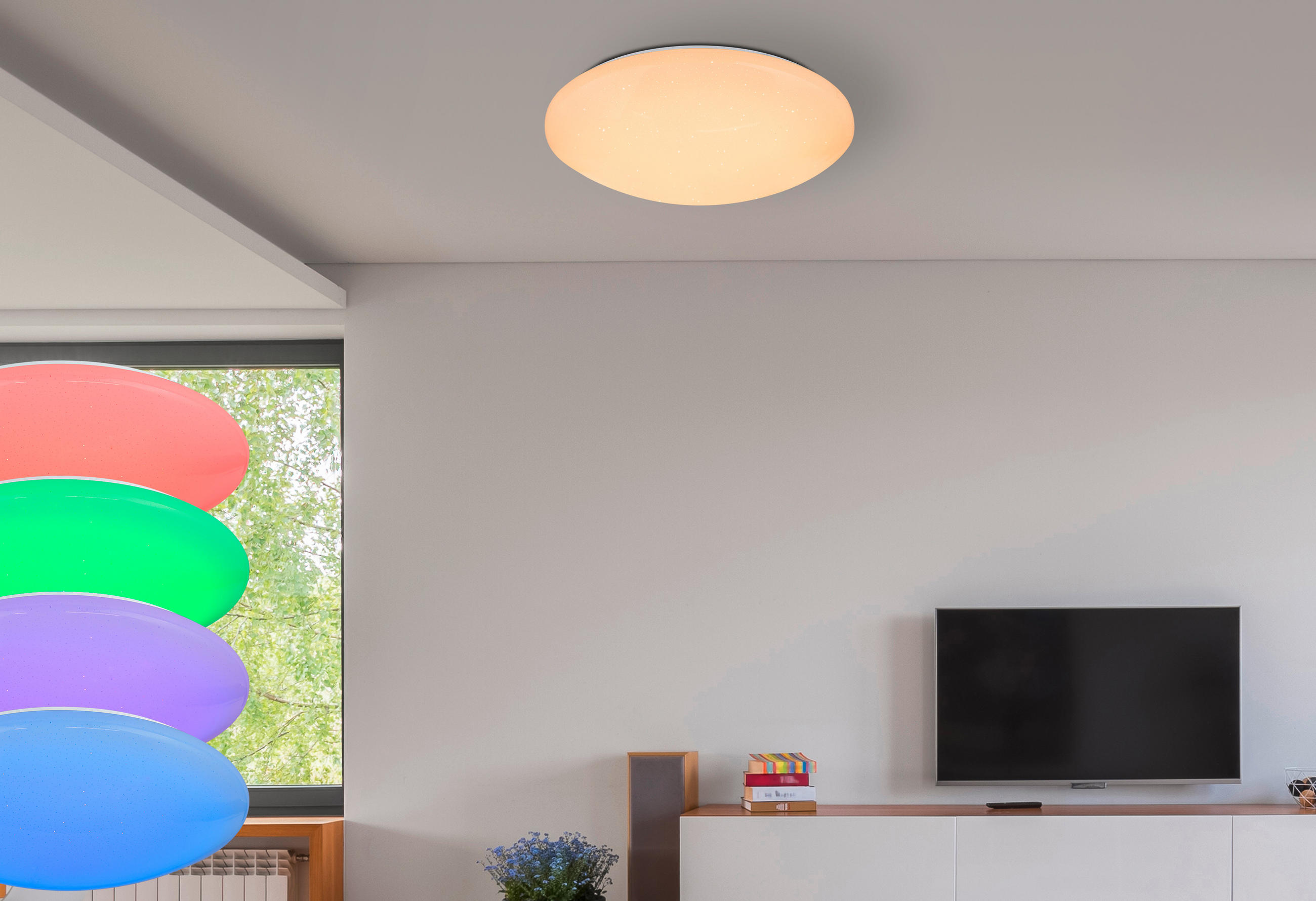 LED-DECKENLEUCHTE 48 W  50/12 cm    - Weiss/Opal, Basics, Kunststoff/Metall (50/12cm) - Globo