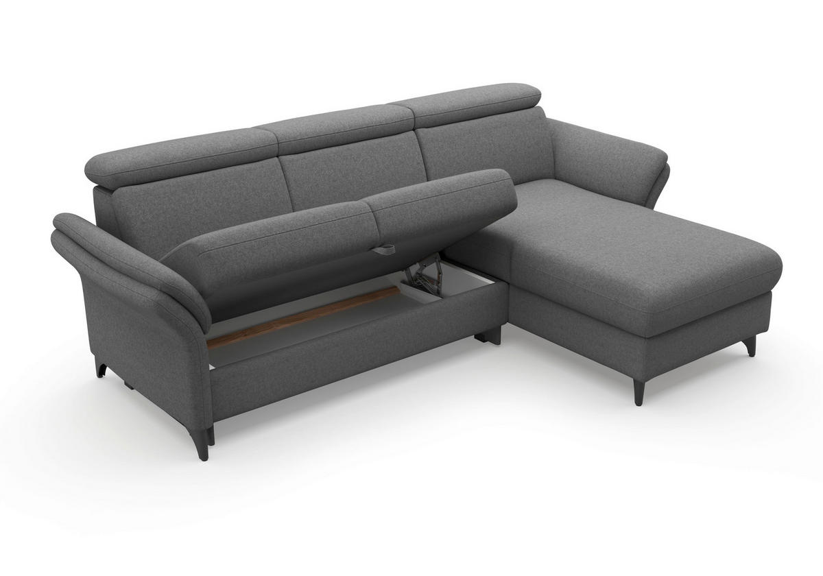ECKSOFA Flachgewebe Dunkelgrau  - Dunkelgrau/Schwarz, Konventionell, Textil/Metall (253/166cm) - Sit & More