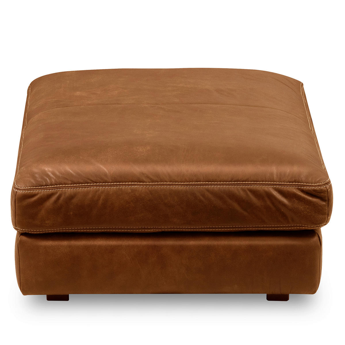 HOCKER in Leder Cognac  - Cognac/Beige, Design, Leder/Kunststoff (123/45/93cm) - Livetastic