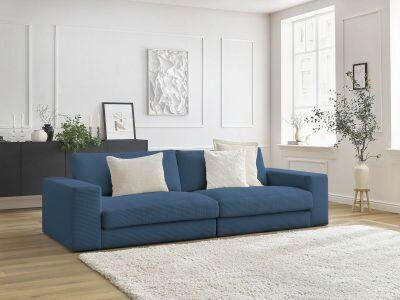 3-SITZER-SOFA LEONARD Cord Dunkelblau  - Schwarz/Dunkelblau, MODERN, Kunststoff/Textil (274/77/109cm)
