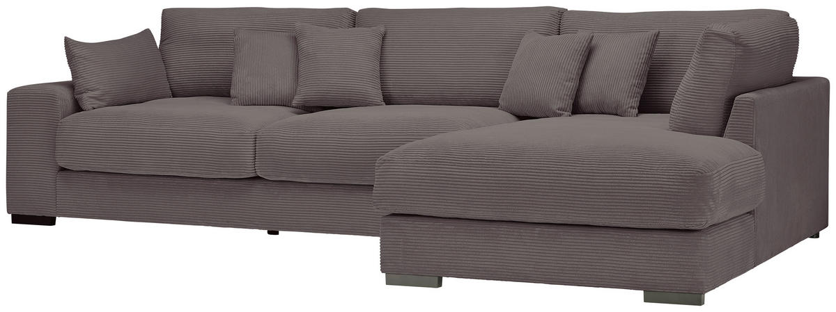 ECKSOFA in Cord Dunkelgrau  - Dunkelgrau/Schwarz, Design, Kunststoff/Textil (340/205cm) - Lomoco