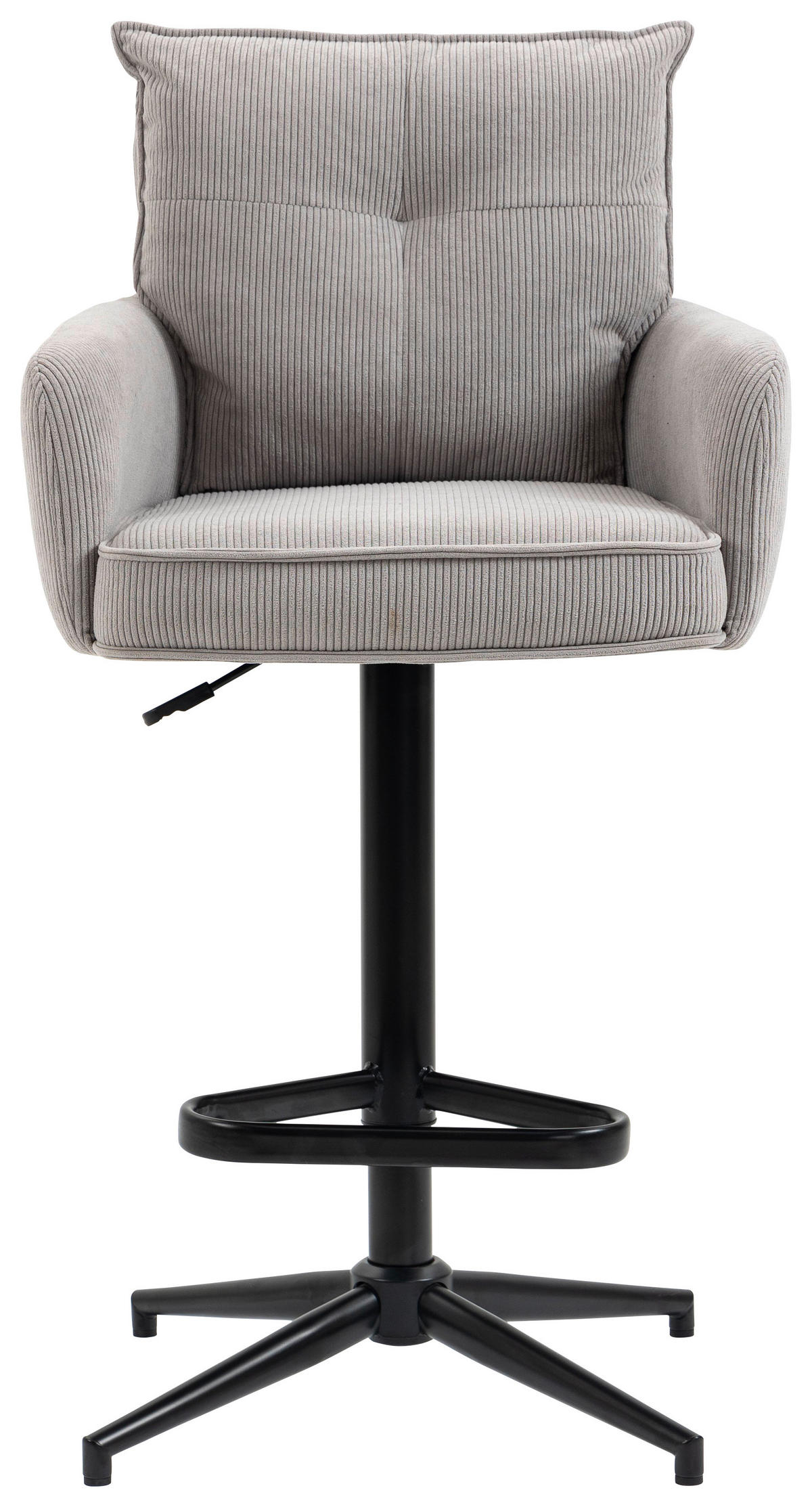 BARHOCKER Cord Taupe Eisen Stoffauswahl, Sitzfläche 360° drehbar, inklusive Armlehnen  - Taupe/Schwarz, Design, Textil/Metall (54/98-120/58cm) - Novel
