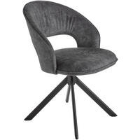 STUHL  Stoffauswahl, Sitzfläche 360° drehbar Velours  - Schwarz/Grau, Basics, Textil/Metall (60/88,5/64cm) - Celina Home