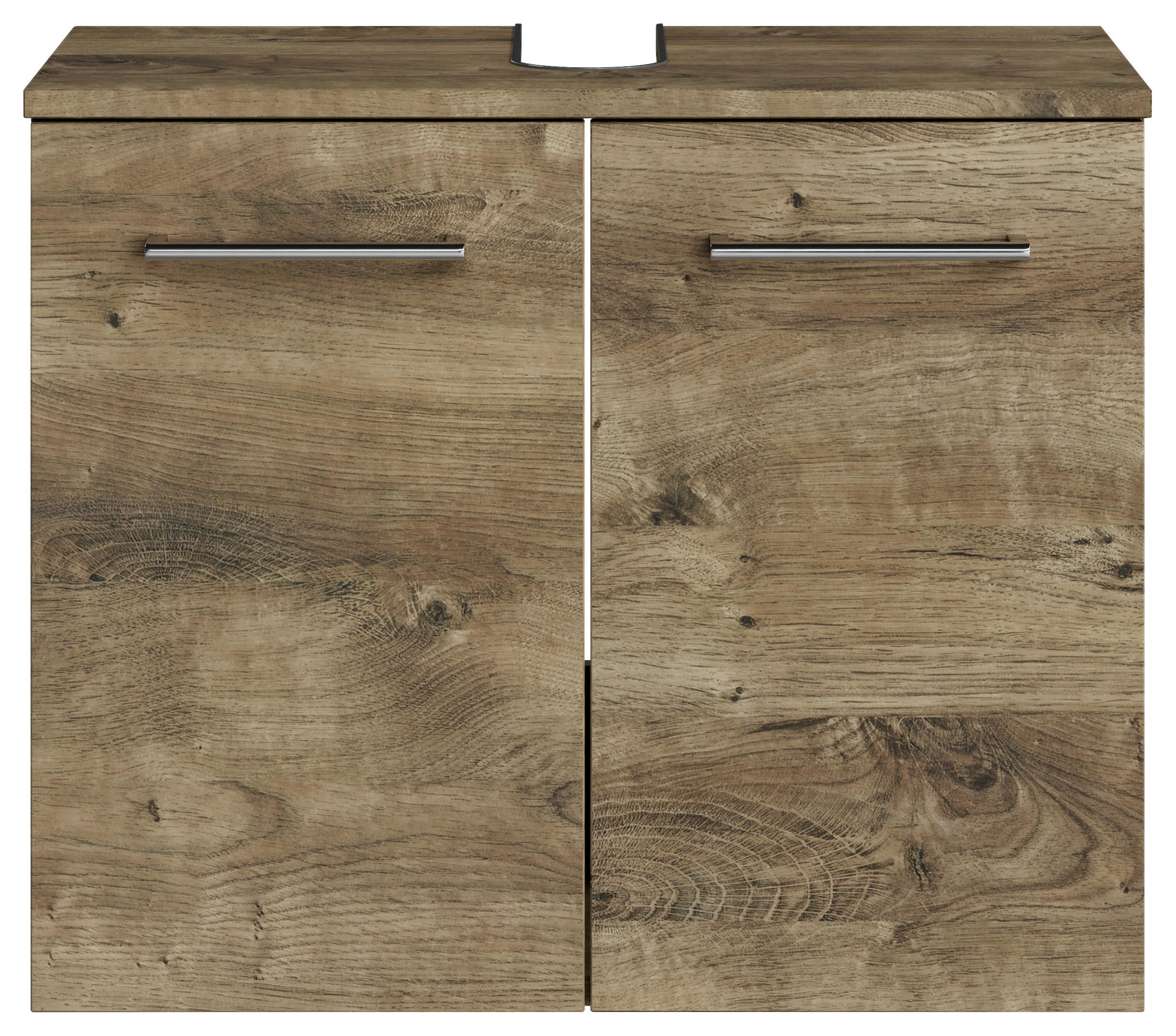 WASCHBECKENUNTERSCHRANK 60/49,8/33,3 cm  - Eiche dunkel/Chromfarben, KONVENTIONELL, Holzwerkstoff/Metall (60/49,8/33,3cm) - Sadena
