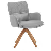 ARMLEHNSTUHL  Typenauswahl, Sitzfläche 360° drehbar, inklusive Armlehnen, Gestellauswahl, automatische Rückholfunktion Chenille, Mikrofaser  - Eichefarben/Hellgrau, Design, Holz/Textil (61/86/63cm) - Valdera