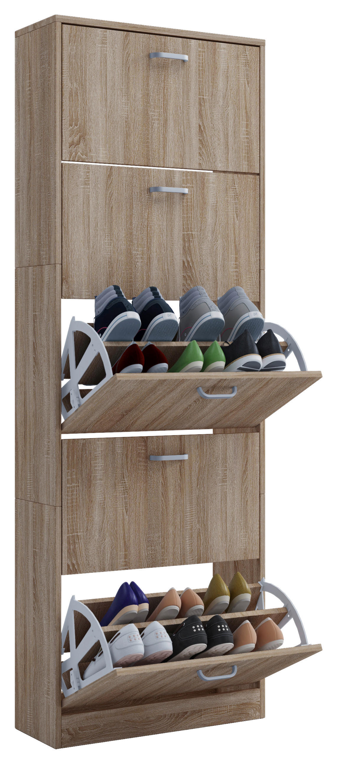 SCHUHSCHRANK Eichefarben  - Edelstahlfarben/Eichefarben, KONVENTIONELL, Holzwerkstoff/Kunststoff (59/170/22cm) - MID.YOU