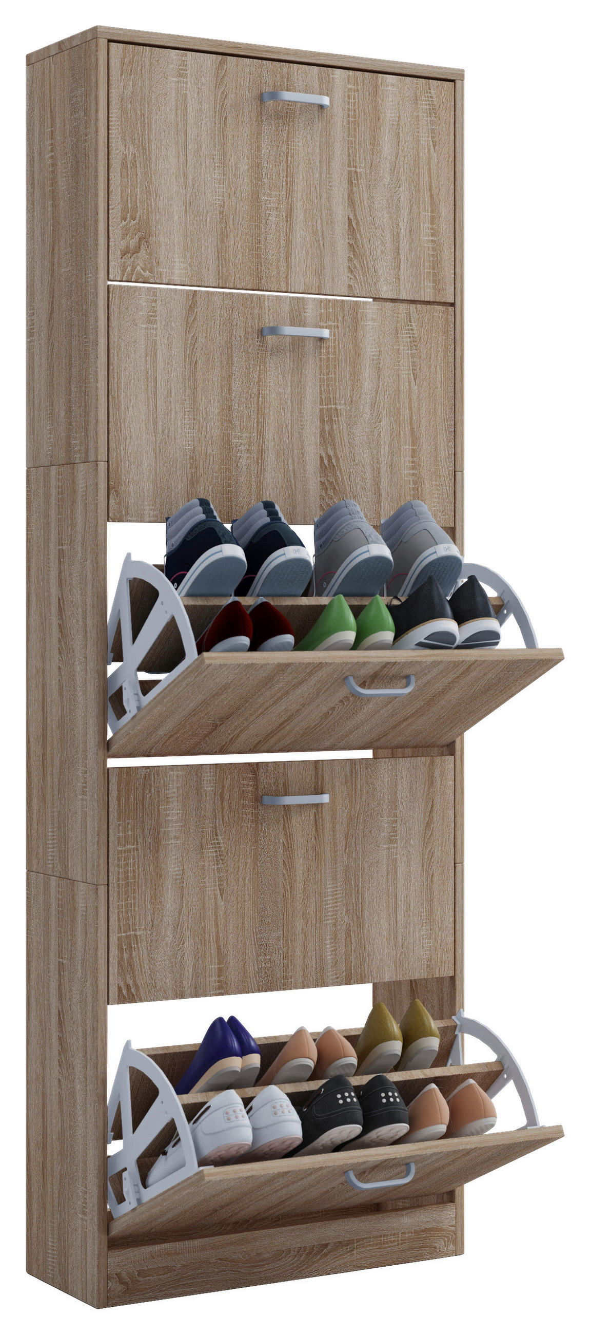 SCHUHSCHRANK Eichefarben  - Edelstahlfarben/Eichefarben, KONVENTIONELL, Holzwerkstoff/Kunststoff (59/170/22cm) - MID.YOU