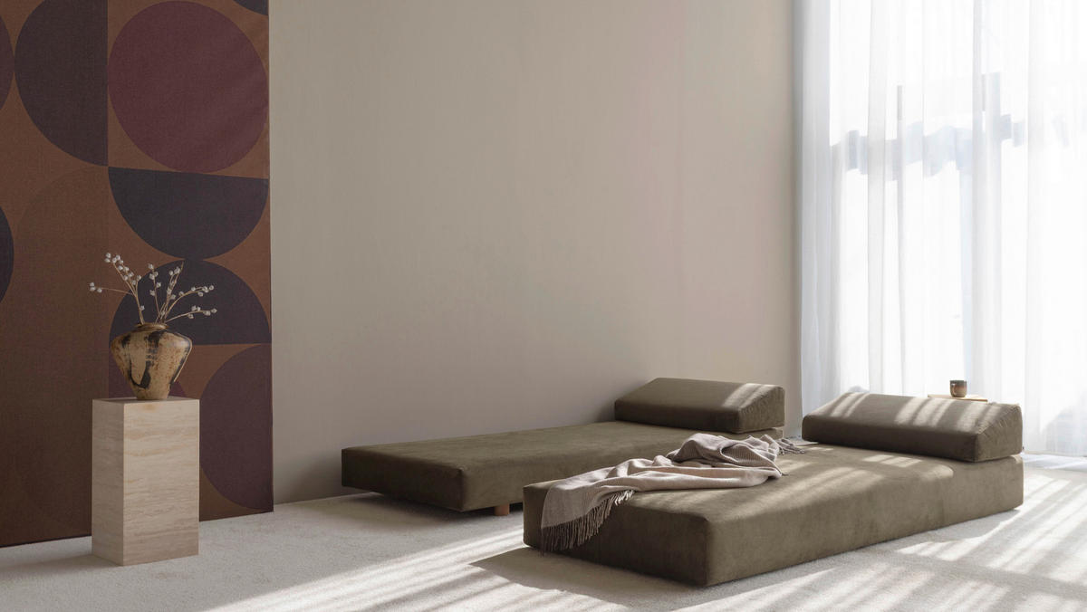 SCHLAFSOFA Flachgewebe Grün  - Eichefarben/Grün, Design, Holz/Textil (200/82/80cm) - Niels Andersson