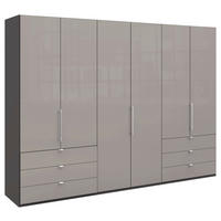 FALTTÜRENSCHRANK  in Hellgrau, Dunkelgrau  - Chromfarben/Dunkelgrau, KONVENTIONELL, Glas/Holzwerkstoff (300/216/58cm) - Venda