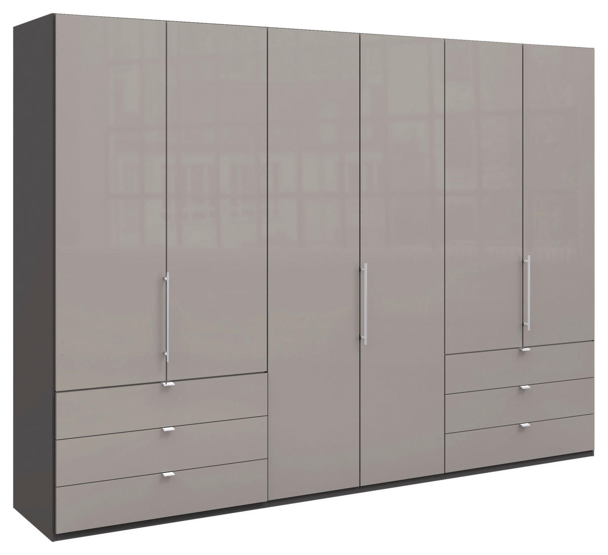 FALTTÜRENSCHRANK  in Hellgrau, Dunkelgrau  - Chromfarben/Dunkelgrau, KONVENTIONELL, Glas/Holzwerkstoff (300/216/58cm) - Venda