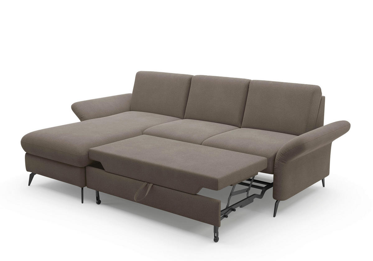 ECKSOFA ROCHELLE E Schlammfarben Flachgewebe  - Schlammfarben/Schwarz, KONVENTIONELL, Textil/Metall (164/251cm) - Sit & More