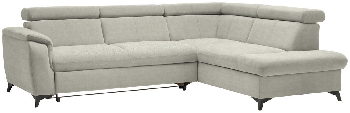 ECKSOFA in Webstoff Ecru  - Ecru/Schwarz, Design, Textil/Metall (260/203cm) - Stylife