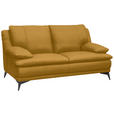 2-SITZER-SOFA Senfgelb Echtleder  - Senfgelb/Schwarz, Design, Leder/Metall (178/92/98cm) - Novel