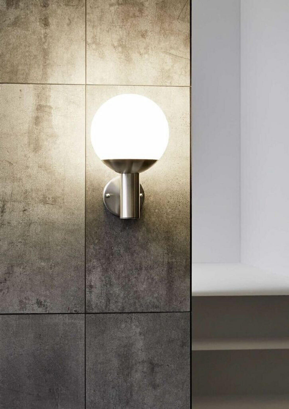 AUßENWANDLEUCHTE   - Edelstahlfarben/Weiß, Design, Kunststoff/Metall (31,5/20/22cm) - Eglo