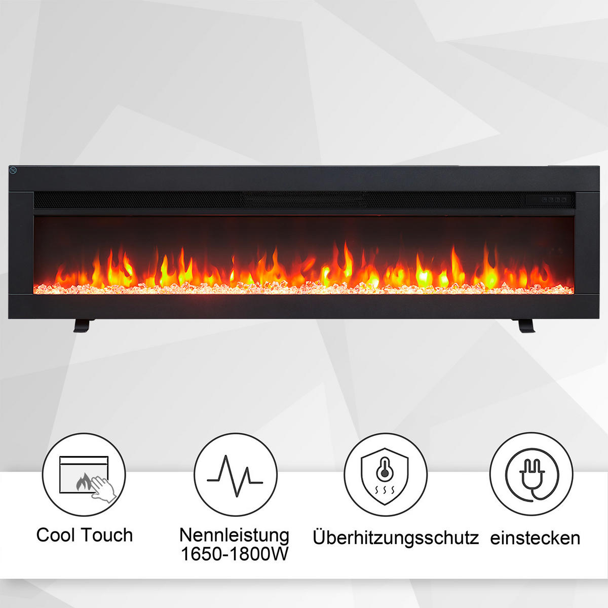 ELEKTROKAMIN - Schwarz, Basics, Metall (127/33/12cm)