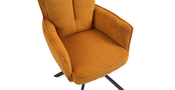 ARMLEHNSTUHL in Eisen Cord - Currygelb/Schwarz, Design, Textil/Metall (62/95/67cm) - Novel