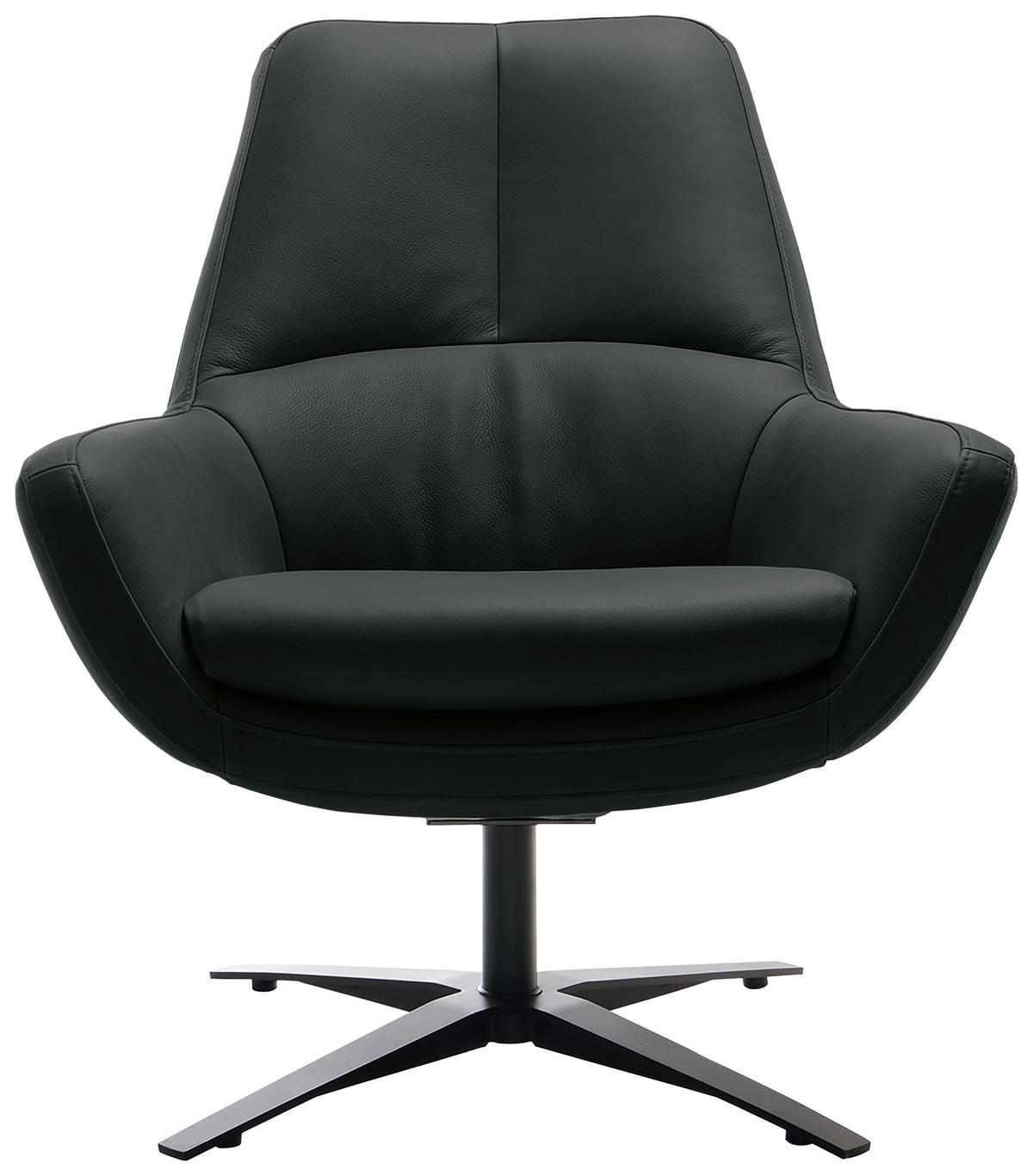 SESSEL in Echtleder Schwarz  - Schwarz, Modern, Leder/Metall (81/92/83cm) - Trendmanufaktur