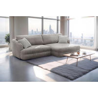 ECKSOFA LUSH Taupe Cord  - Taupe/Silberfarben, Design, Kunststoff/Textil (284/161cm) - Livetastic