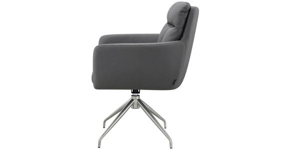 ARMLEHNSTUHL  in Edelstahl Mikrofaser  - Edelstahlfarben/Grau, Design, Textil/Metall (62/89,5/65cm) - Novel