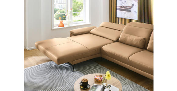 ECKSOFA in Echtleder Honig  - Schwarz/Honig, Design, Leder/Metall (193/332cm) - Dieter Knoll