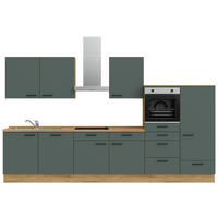 KÜCHENLEERBLOCK 360 cm   in Eichefarben, Dunkelgrün  - Dunkelgrün/Eichefarben, MODERN, Holzwerkstoff/Metall (360cm) - Nobilia