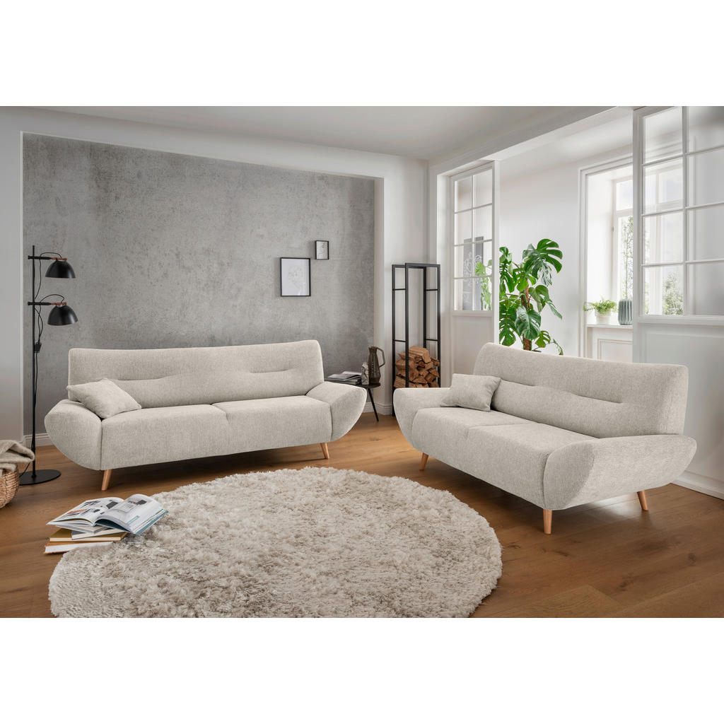 Thumbnail - Mid.you 2-Sitzer-Sofa, Beige, Textil, Uni, Füllung: Schaumstoff, 173x81x90 cm, Made in EU, Typenauswahl, Rücken echt, Ar...