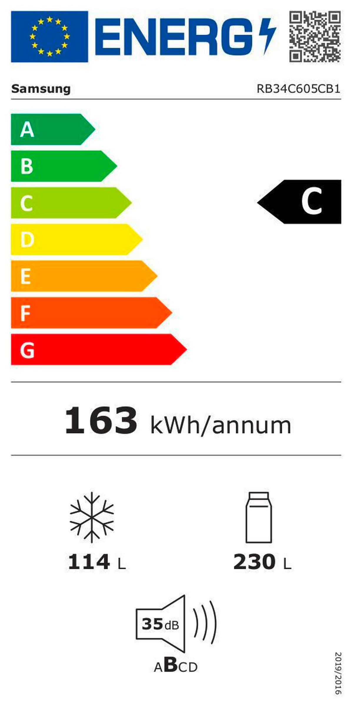 KÜHL-GEFRIER-KOMBINATION 59,5/185,3/65,8 cm RB34C605CB1/EF  - Schwarz, Basics, Glas/Kunststoff (59,5/185,3/65,8cm) - Samsung
