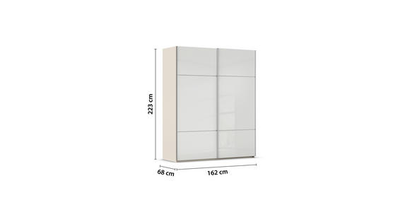 SCHWEBETÜRENSCHRANK 162/223/68 cm 2-türig Weiß, Champagner - Champagner/Alufarben, KONVENTIONELL, Glas/Holzwerkstoff (162/223/68cm) - Novel