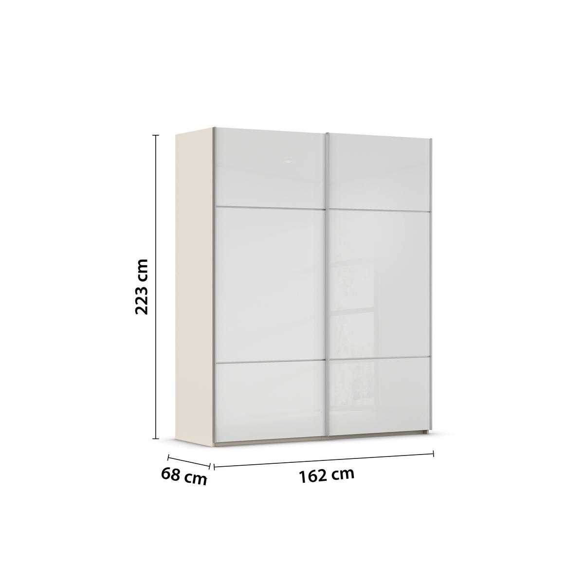 SCHWEBETÜRENSCHRANK 162/223/68 cm 2-türig Weiß, Champagner  - Champagner/Alufarben, KONVENTIONELL, Glas/Holzwerkstoff (162/223/68cm) - Novel