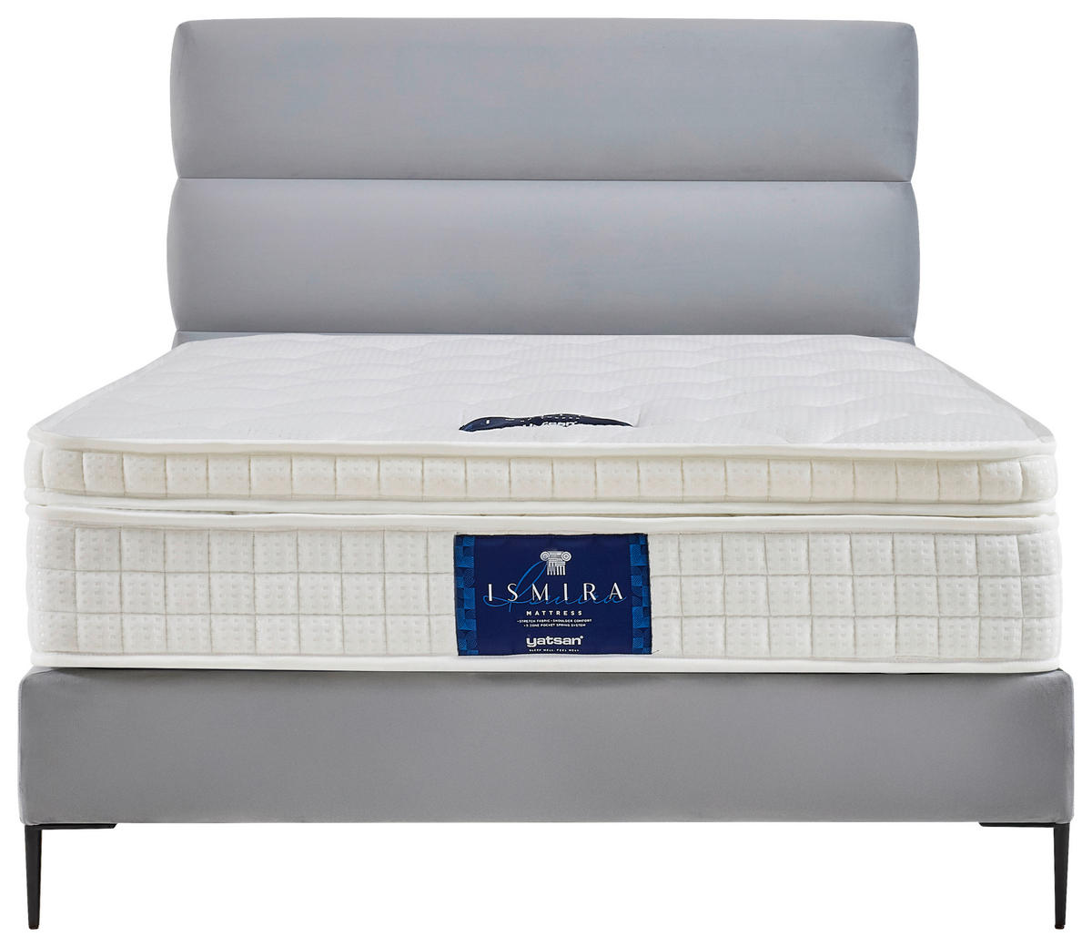 BOXSPRING-ÁGY 120/200 cm  világosszürke  - világosszürke/natúr színű, Modern, faalapú anyag/textil (120/200cm) - MID.YOU