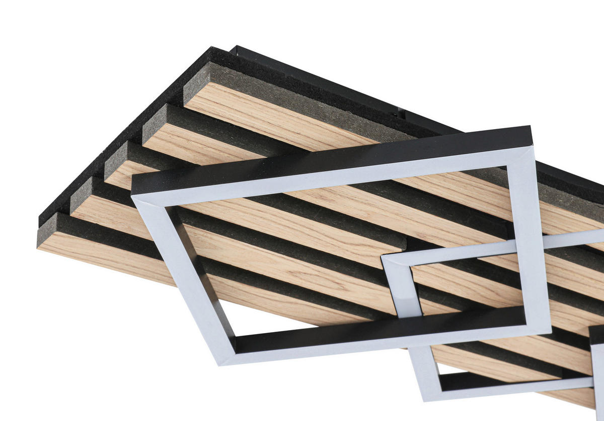 LED-DECKENLEUCHTE 63/29/7,5 cm   - Eichefarben/Schwarz, Basics, Holzwerkstoff/Kunststoff (63/29/7,5cm) - Novel