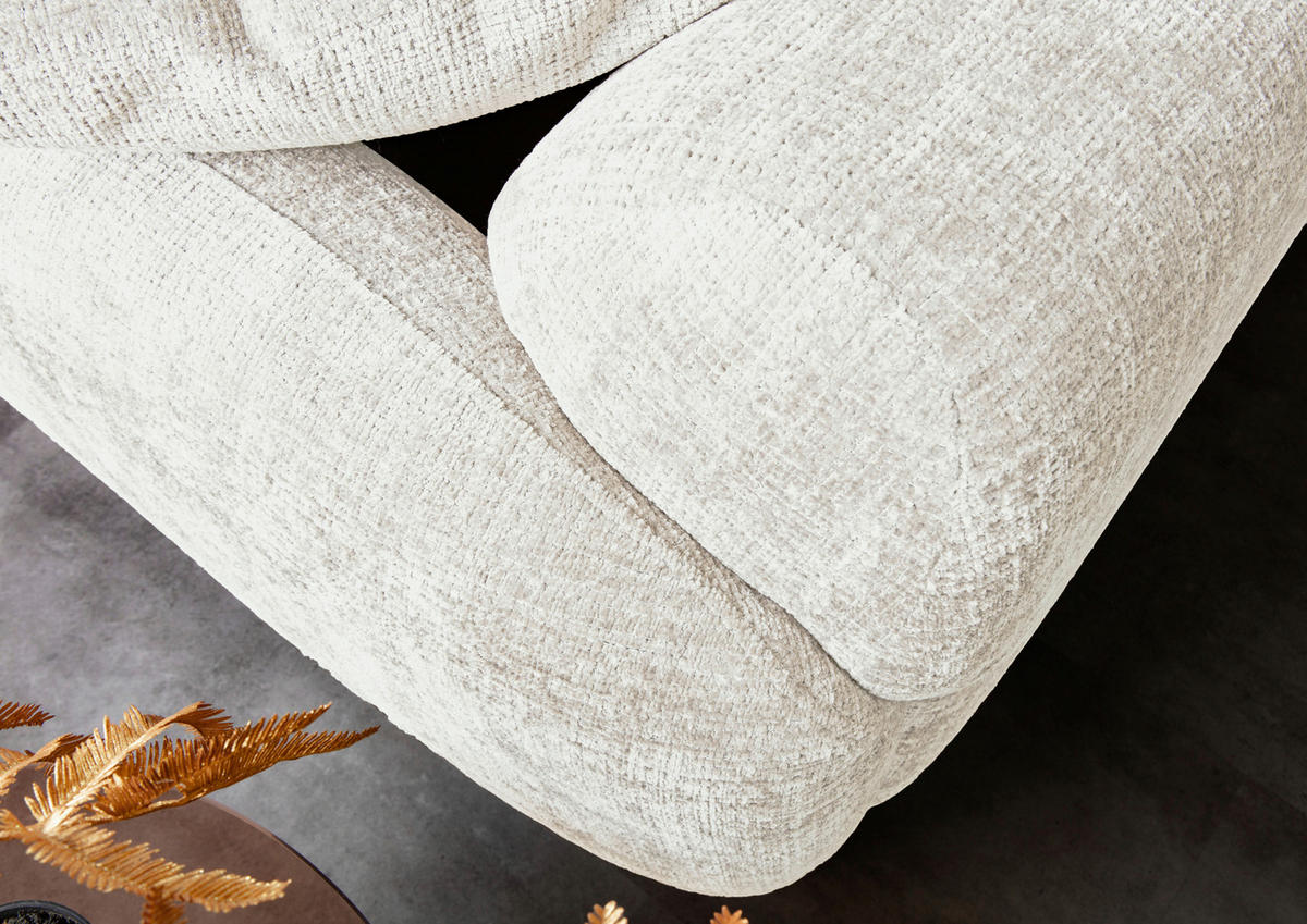 BIGSOFA Chenille Creme  - Creme/Schwarz, MODERN, Kunststoff/Textil (270/112/125cm) - Carryhome
