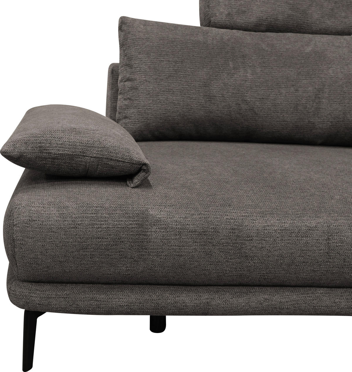 ECKSOFA in Webstoff Graubraun  260/192 cm  - Graubraun/Schwarz, Design, Textil/Metall (260/192cm) - MID.YOU