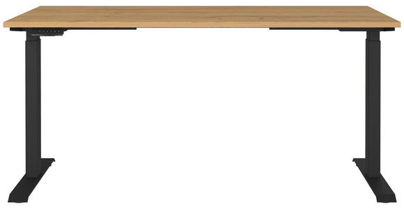 SCHREIBTISCH 160/80/72-118 cm in Braun, Schwarz, Eichefarben - Eichefarben/Schwarz, MODERN, Holzwerkstoff/Metall (160/80/72-118cm) - Novel