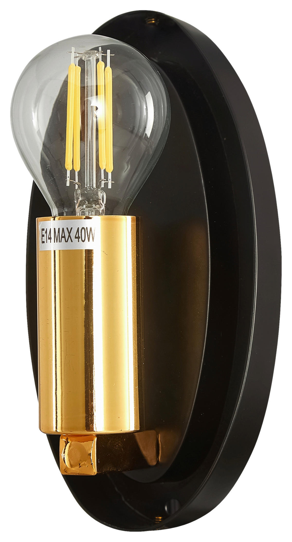 WANDLEUCHTE - Goldfarben/Schwarz, Basics, Glas/Metall (12,8/20,8/27,5cm) - MAYTONI