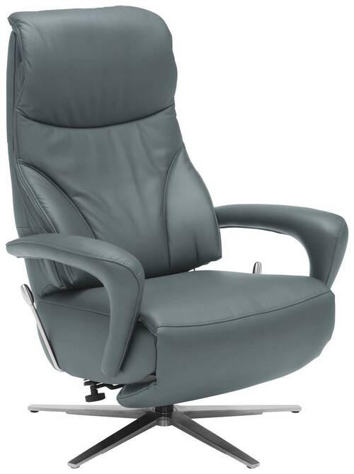 RELAXSESSEL in Leder Blau, Grau  - Blau/Edelstahlfarben, Design, Leder/Metall (75/106/88cm) - Dieter Knoll