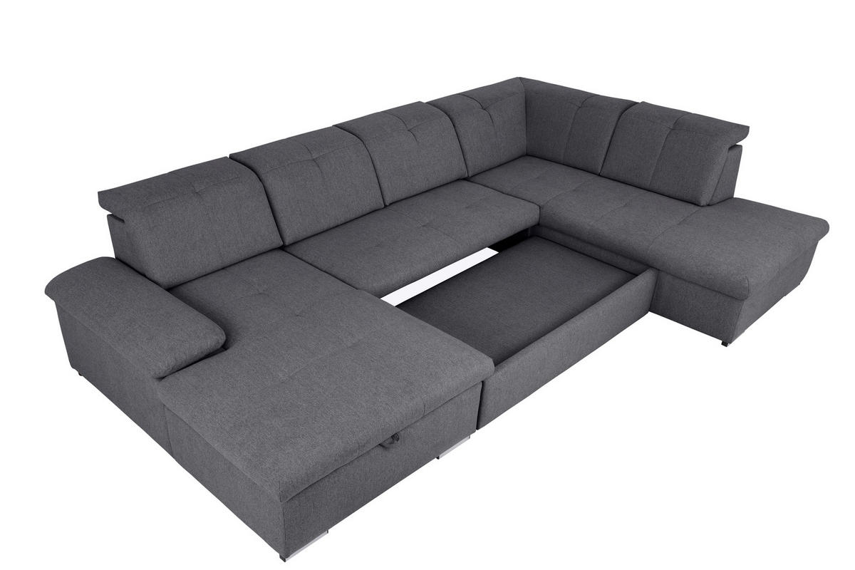 WOHNLANDSCHAFT Dunkelgrau  - Dunkelgrau/Grau, Design, Textil/Metall (173/328/215cm) - MID.YOU