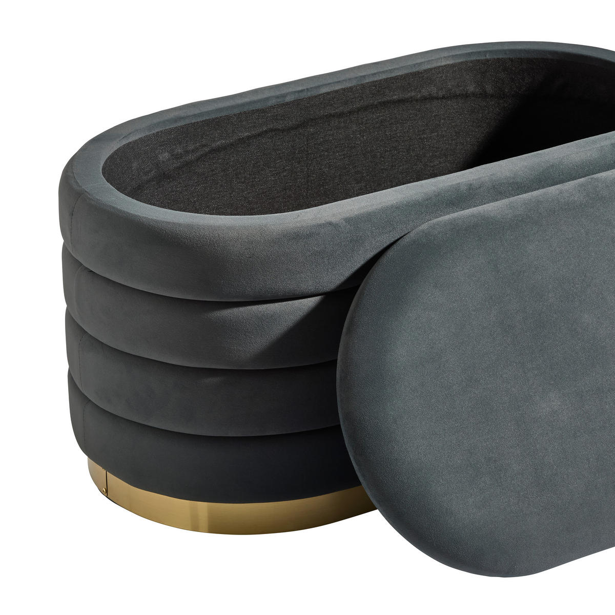 HOCKER in Metall, Textil, Holzwerkstoff Dunkelgrau  - Dunkelgrau/Schwarz, Design, Holzwerkstoff/Textil (80/42/42cm) - MID.YOU